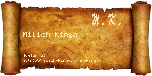 Milich Kinga névjegykártya